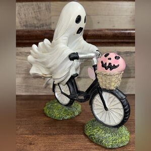 Spooky 👻 Cute 🥰 Ghost 👻 Riding Bike 🚲 with a Pink Pumpkin 🎃 by Goblin & Ghoul